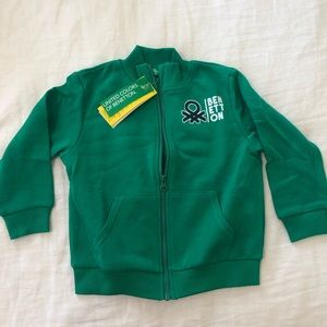 United colors of benetton, green zip-up shirt 3-4T